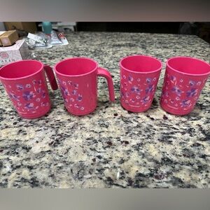 Tupperware Pink Floral Mugs Set